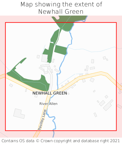 Map showing extent of Newhall Green as bounding box