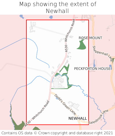 Map showing extent of Newhall as bounding box