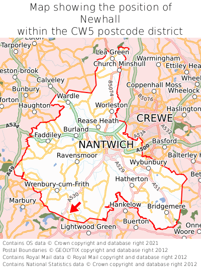 Map showing location of Newhall within CW5