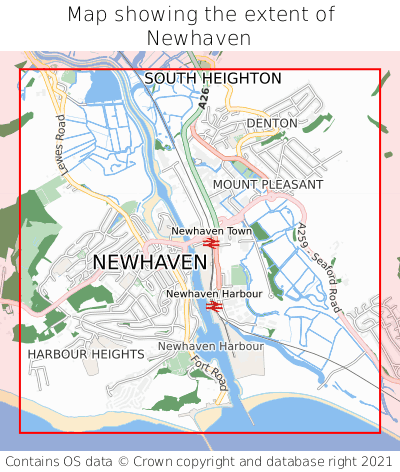 Map showing extent of Newhaven as bounding box