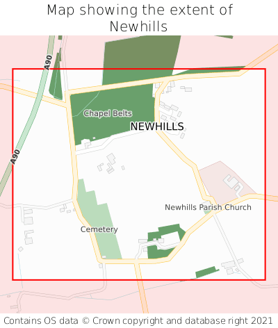 Map showing extent of Newhills as bounding box