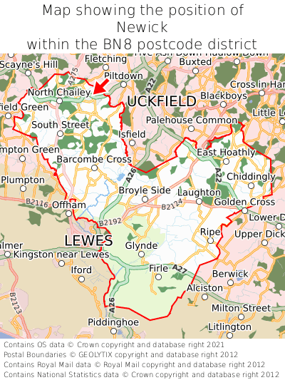 Map showing location of Newick within BN8