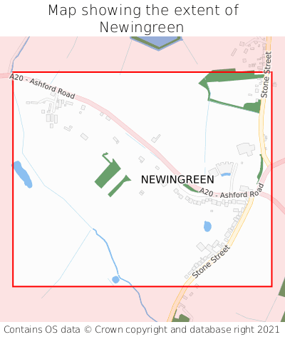 Map showing extent of Newingreen as bounding box