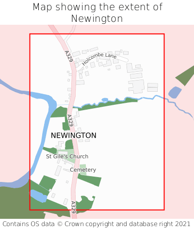 Map showing extent of Newington as bounding box