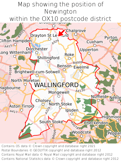 Map showing location of Newington within OX10