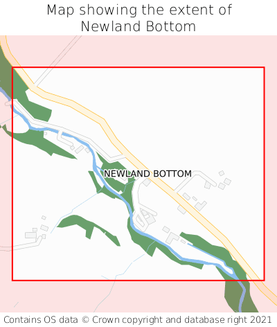 Map showing extent of Newland Bottom as bounding box