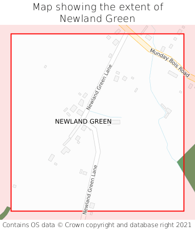 Map showing extent of Newland Green as bounding box