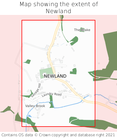 Map showing extent of Newland as bounding box
