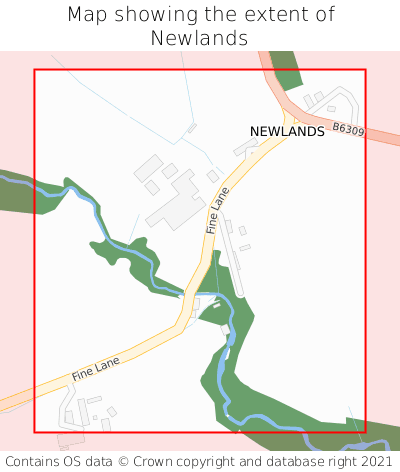 Map showing extent of Newlands as bounding box