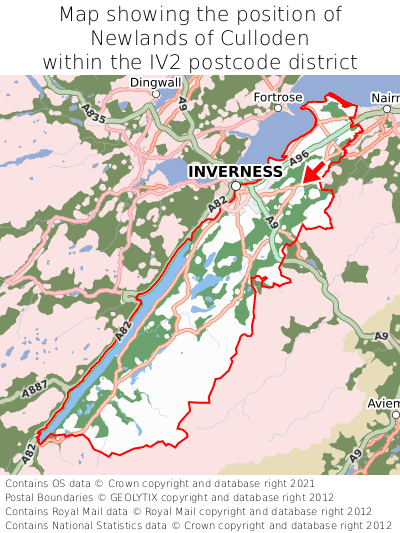 Map showing location of Newlands of Culloden within IV2