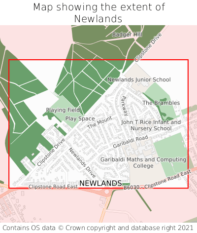 Map showing extent of Newlands as bounding box