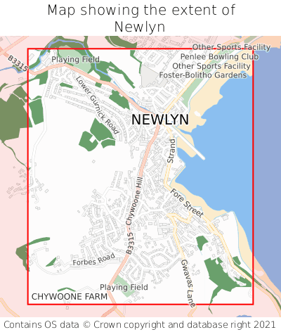 Map showing extent of Newlyn as bounding box