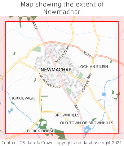 Map showing extent of Newmachar as bounding box