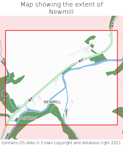 Map showing extent of Newmill as bounding box