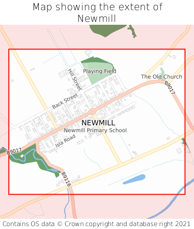 Map showing extent of Newmill as bounding box