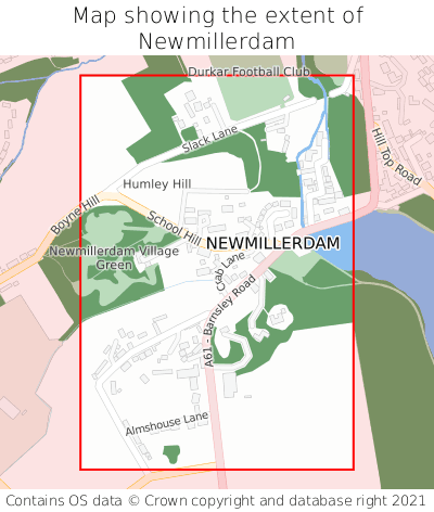 Map showing extent of Newmillerdam as bounding box