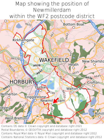 Map showing location of Newmillerdam within WF2
