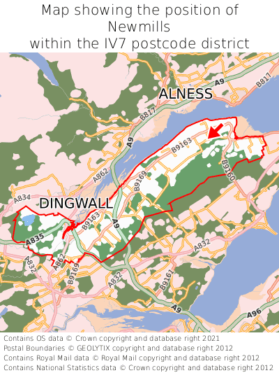 Map showing location of Newmills within IV7