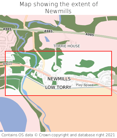 Map showing extent of Newmills as bounding box