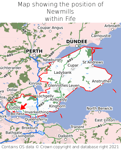 Map showing location of Newmills within Fife