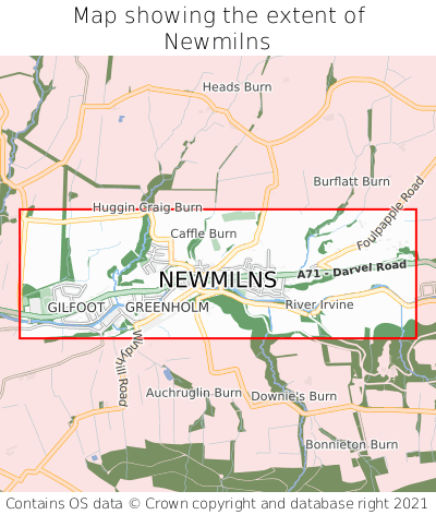 Map showing extent of Newmilns as bounding box