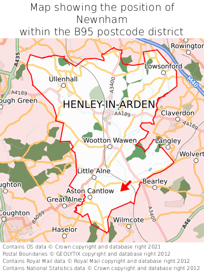 Map showing location of Newnham within B95