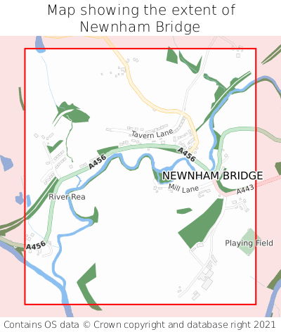 Map showing extent of Newnham Bridge as bounding box