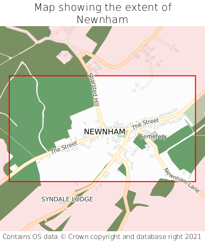 Map showing extent of Newnham as bounding box