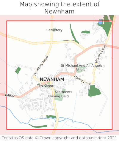 Map showing extent of Newnham as bounding box