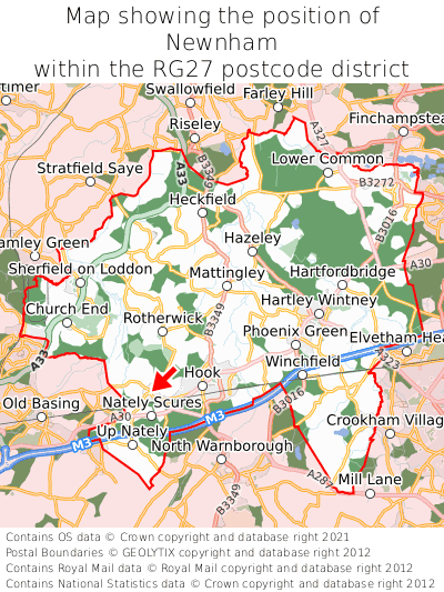 Map showing location of Newnham within RG27