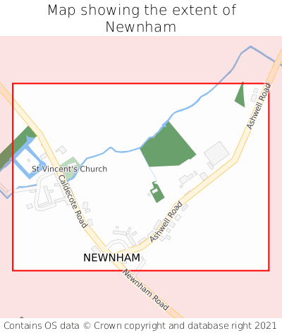 Map showing extent of Newnham as bounding box