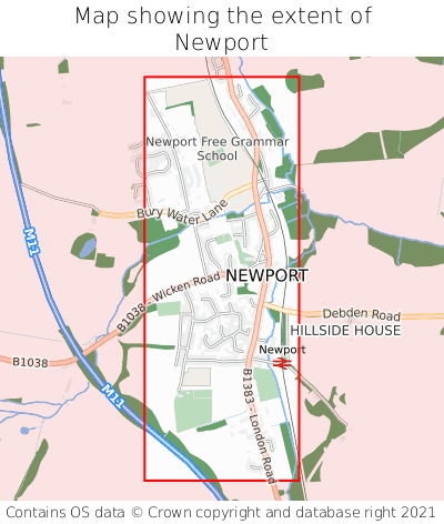 Map showing extent of Newport as bounding box