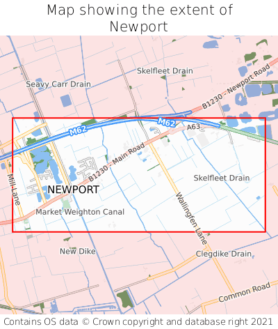 Map showing extent of Newport as bounding box