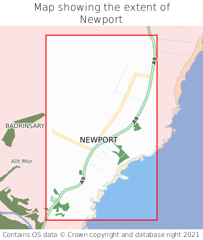 Map showing extent of Newport as bounding box