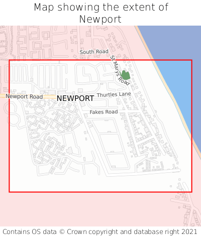 Map showing extent of Newport as bounding box