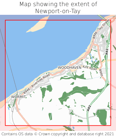 Map showing extent of Newport-on-Tay as bounding box