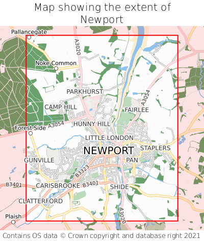 Map showing extent of Newport as bounding box