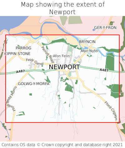 Map showing extent of Newport as bounding box