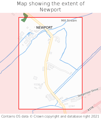 Map showing extent of Newport as bounding box