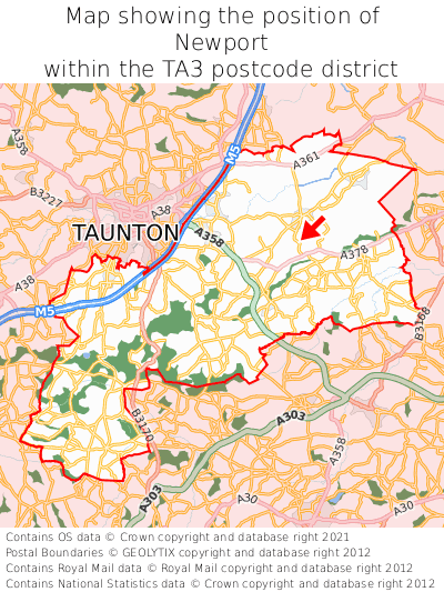 Map showing location of Newport within TA3