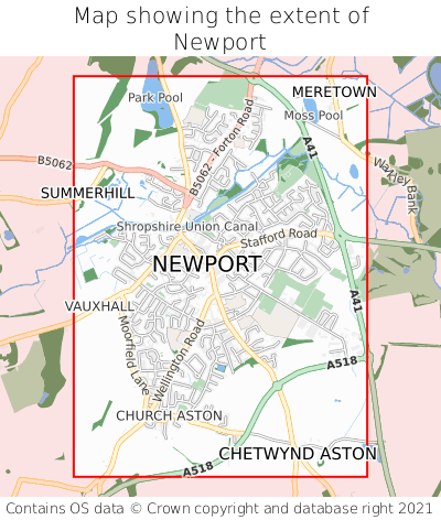 Map showing extent of Newport as bounding box