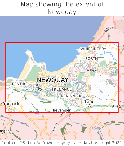 Map showing extent of Newquay as bounding box