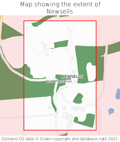 Map showing extent of Newsells as bounding box