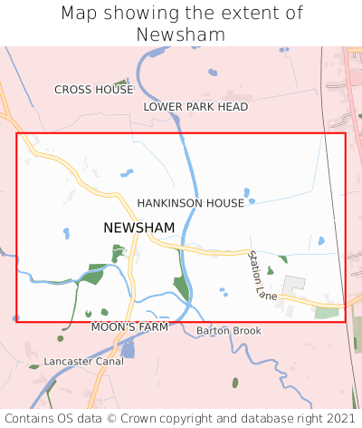 Map showing extent of Newsham as bounding box