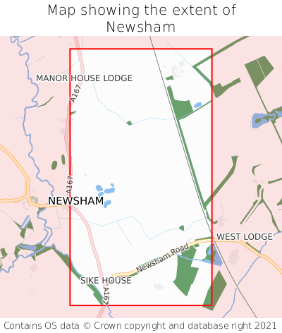 Map showing extent of Newsham as bounding box