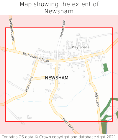 Map showing extent of Newsham as bounding box