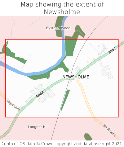 Map showing extent of Newsholme as bounding box