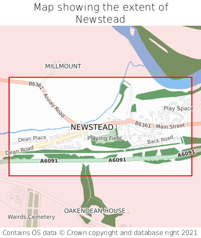 Map showing extent of Newstead as bounding box