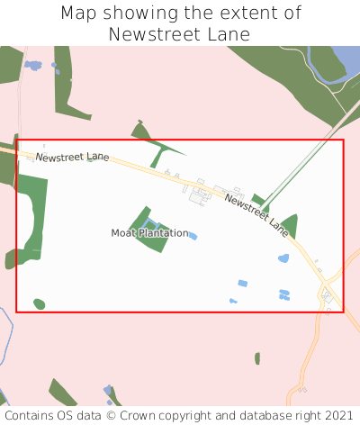 Map showing extent of Newstreet Lane as bounding box
