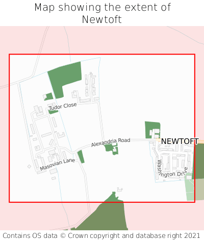 Map showing extent of Newtoft as bounding box